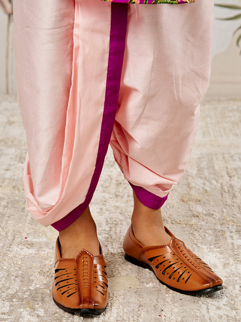 Boy's Purple Muslin Kurta Dhoti Set