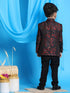 Boy's Black And Red Woven Design Blazer