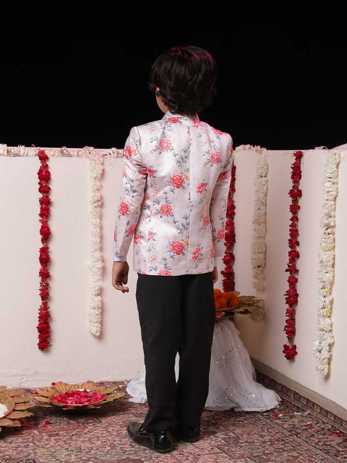 Boy's Peach Floral Print Blazer