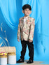 Boy's Beige Silk Blend Floral Print Blazer