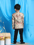 Boy's Beige Silk Blend Floral Print Blazer