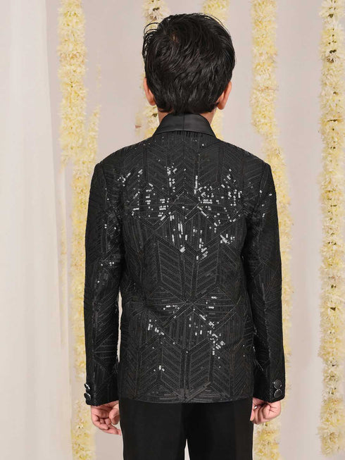 Boy's Black Embellished Blazer