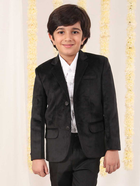 Boy's Black Velvet Blazer