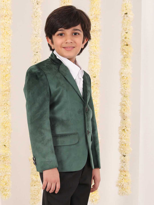 Boy's Green Velvet Blazer