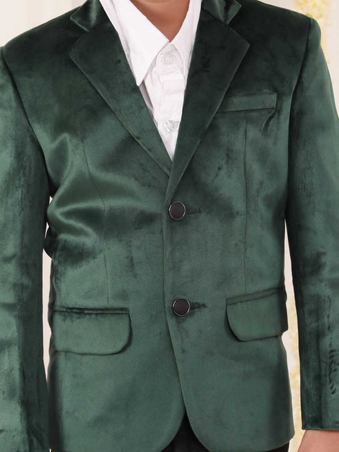 Boy's Green Velvet Blazer