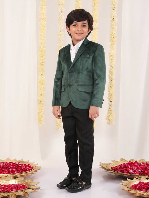 Boy's Green Velvet Blazer