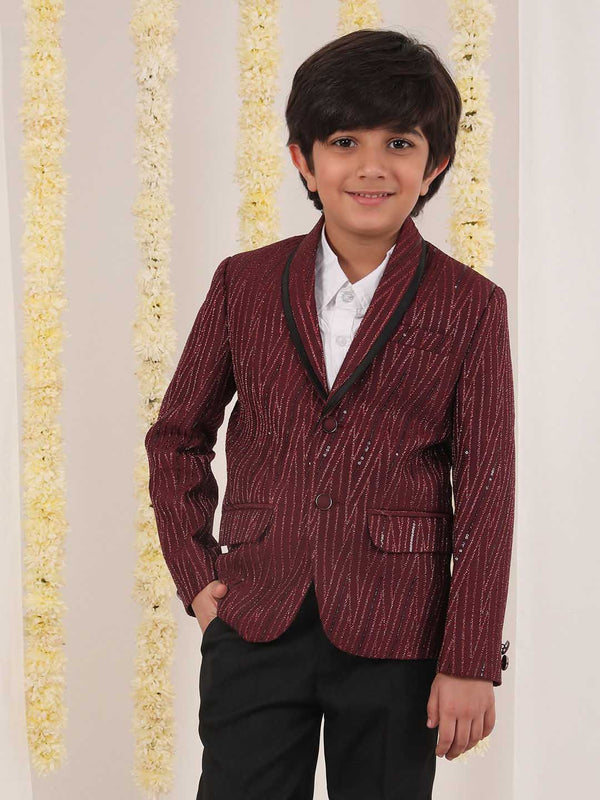 Boy's Maroon Sequined Blazer