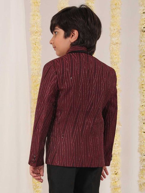 Boy's Maroon Sequined Blazer