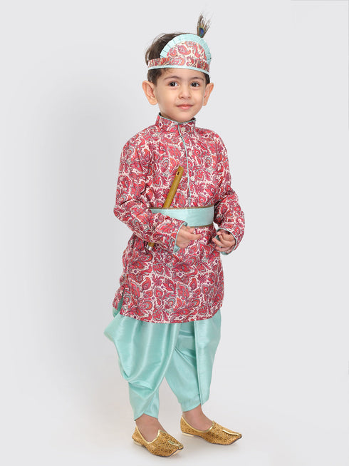 Boy's Janmashtami Printed Krishna Kurta And Dhoti Set