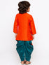 Boys' Orange Cotton Silk Kurta and Dhoti Pant Set
