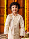 Infant Boy's' Cream Viscose Blend Sherwani And Dhoti Set