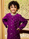 Infant Boy's' Purple And Cream Chanderi Kurta And Dhoti Set