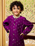 Infant Boy's' Purple And Cream Chanderi Kurta And Dhoti Set