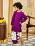 Infant Boy's' Purple And Cream Chanderi Kurta And Dhoti Set