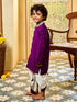 Infant Boy's' Purple And Cream Chanderi Kurta And Dhoti Set