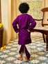 Infant Boy's' Purple And Cream Chanderi Kurta And Dhoti Set