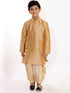 Boy's' Gold Silk Blend Embroidered Dhoti