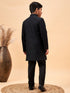 Boy's Black Glitter Indo Western Sherwani Set