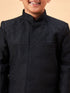 Boy's Black Glitter Indo Western Sherwani Set