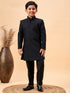 Boy's Black Glitter Indo Western Sherwani Set