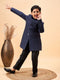 Boy's Navy Blue Glitter Indo Western Sherwani Set