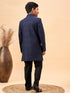 Boy's Navy Blue Glitter Indo Western Sherwani Set