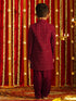 Boy's' Maroon Georgette Embroidered Indo Western Set