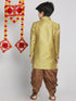 Boy's Yellow Indo Western Jacquard Sherwani And Dhoti Pant Set