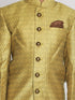 Boy's Yellow Indo Western Jacquard Sherwani And Dhoti Pant Set