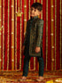 Boy's' Turquoise Blue Flapped Embroidered Sherwani Set