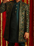 Boy's' Turquoise Blue Flapped Embroidered Sherwani Set