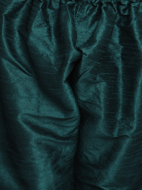 Boy's' Turquoise Blue Flapped Embroidered Sherwani Set