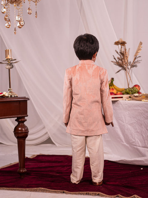 Boy's' Peach Indo With Cream Pant Set