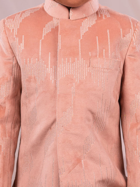 Boy's' Peach Indo With Cream Pant Set