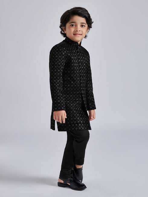 Boy's' Black Sherwani Set