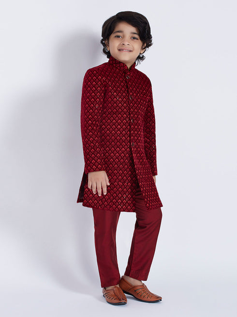 Boy's' Maroon Sherwani Set
