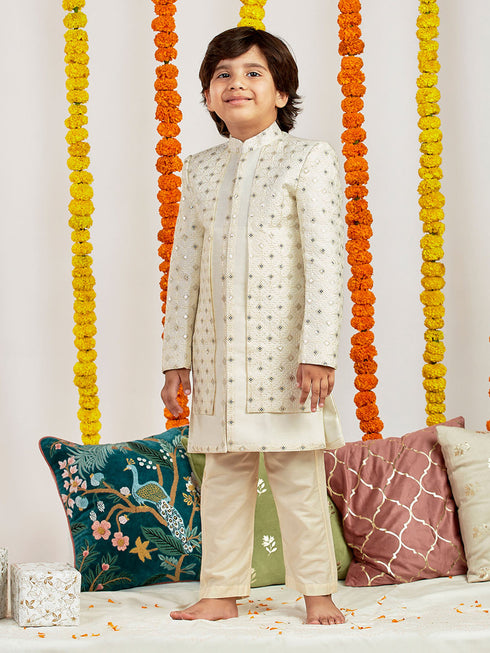Boy's' Cream Sherwani Set