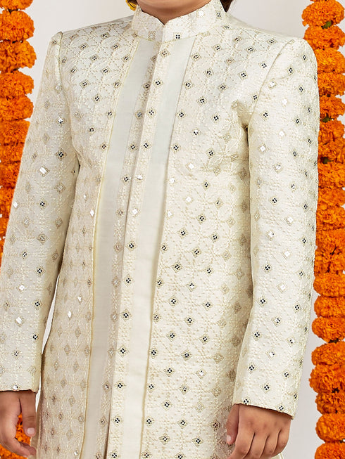 Boy's' Cream Sherwani Set