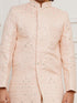 Boy's' Peach Sherwani And Pyjama Set