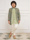 Boy's' Green Indo Western And Pyjama Set