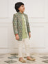 Boy's' Green Indo Western And Pyjama Set