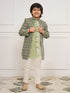 Boy's' Green Indo Western And Pyjama Set
