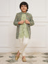 Boy's' Green Indo Western And Pyjama Set