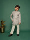 Boy's Silver Indo Western And Pyjama Set