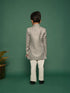 Boy's Silver Indo Western And Pyjama Set