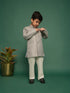 Boy's Silver Indo Western And Pyjama Set