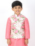 Boy's Multicolor-Base-Cream Nehru Jacket