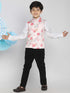 Boy's Multicolor-Base-Peach Floral Printed Nehru Jacket