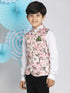 Boy's Multicolor-Base-Pink Nehru Jacket