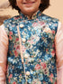 Peach Floral Jacquard Jacket With Silk Kurta And Pyjama Set